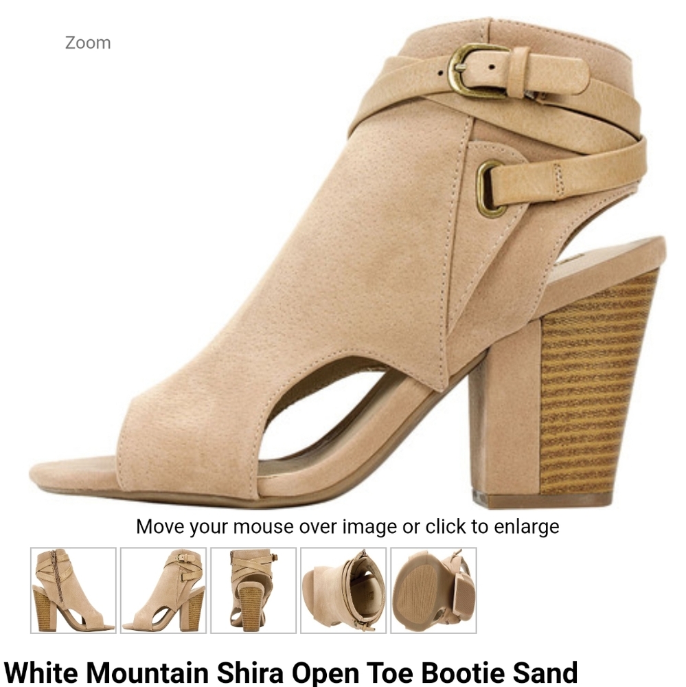 White Mountain Shira Open Toe Bootie Sand Fabric/T